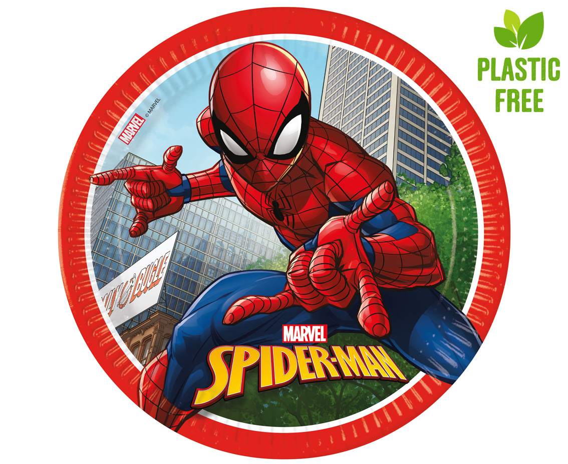 Talerzyki papierowe Spiderman Crime Fighter (Marvel), next generation, 23cm, 8 szt. (plastic-free)